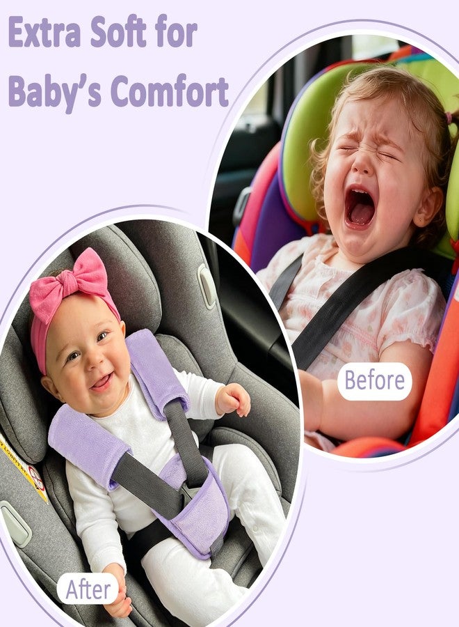 SWESEN Baby Car Seat Strap Covers, 3 Piece Soft Car Seat Strap Shoulder Pads for Baby Girls Boys, Double-Sided Use carseat Straps Covers for Stroller, Car Seats, Pushchair, Purple - Image 3